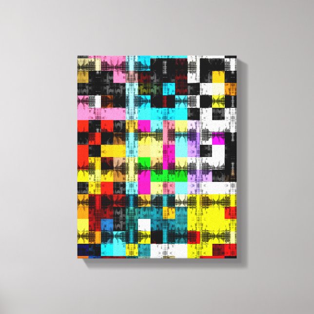 Squares Geometric colourful abstract art  Canvas Print (Front)