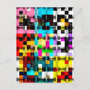 Squares Geometric colourful abstract art Postcard
