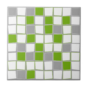 Squares, grey, white, green, modern tile