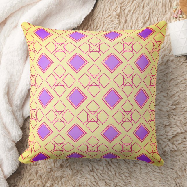 Squares in Purple Throw Pillow (Blanket)