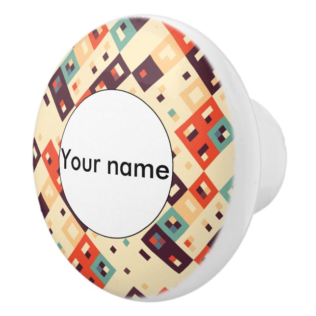 Squares in retro colours abstract design ceramic knob (Right)