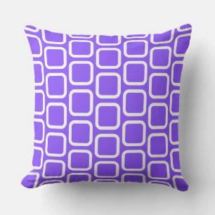 Squares in White and Violet Throw Pillow