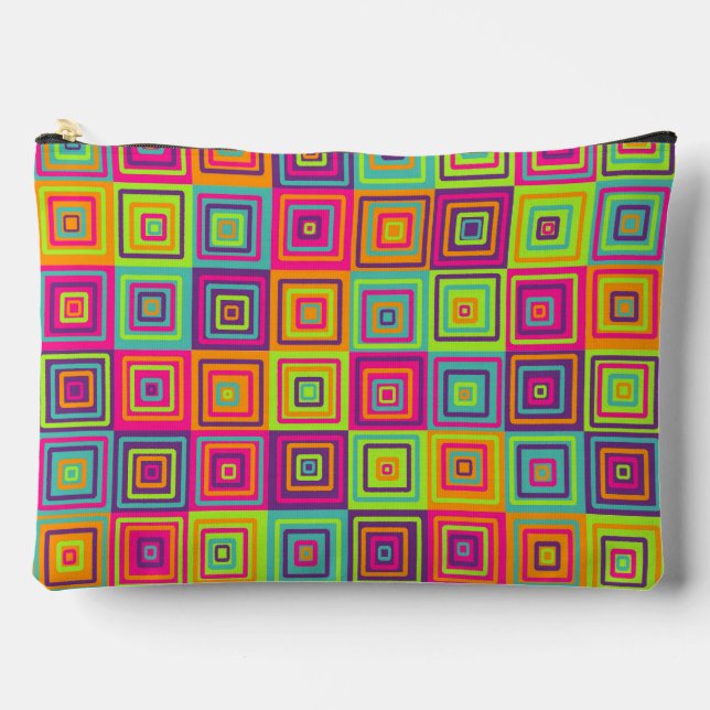 Squares Pattern Accessory Pouch (Front)