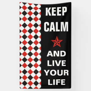 Squares Pattern black red white + your backgr. Banner