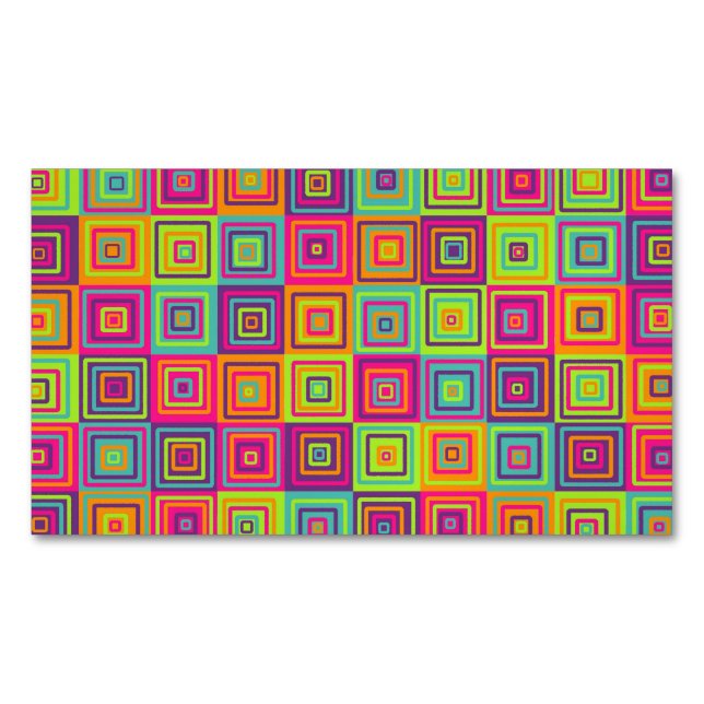 Squares Pattern Magnetic Business Card (Front)