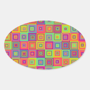 Squares Pattern Oval Sticker