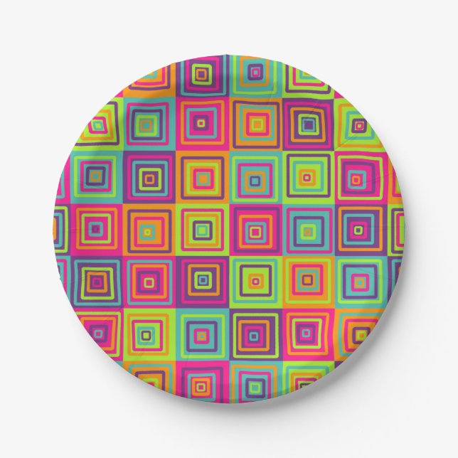 Squares Pattern Paper Plate (Front)