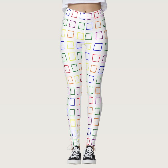 Squares Pattern Pride Colours Leggings (Front)