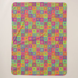 Squares Pattern Sherpa Blanket