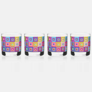 Squares Pattern Whiskey Glass