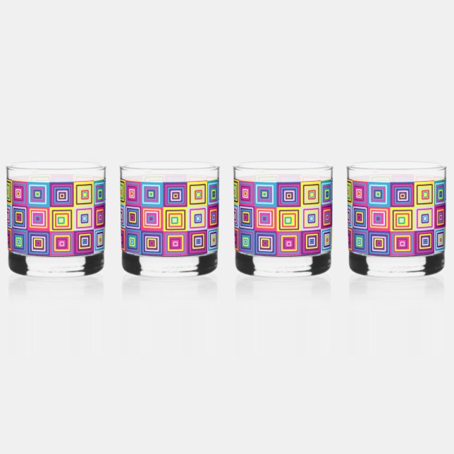 Squares Pattern Whiskey Glass (Front)