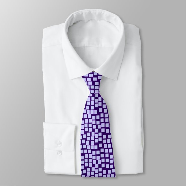 Squares - Powder Blue on Deep Purple Tie (Tied)