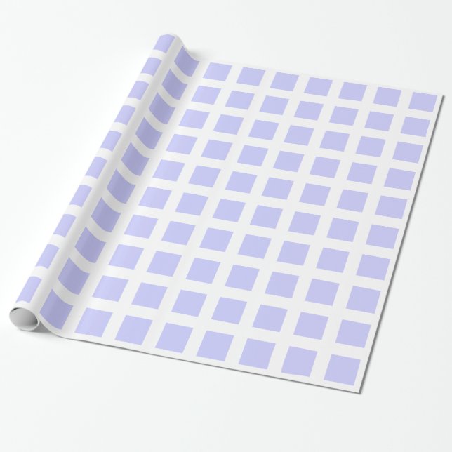 Squares - Powder Blue on White Wrapping Paper (Unrolled)