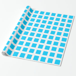 Squares - Sky Blue on White Wrapping Paper