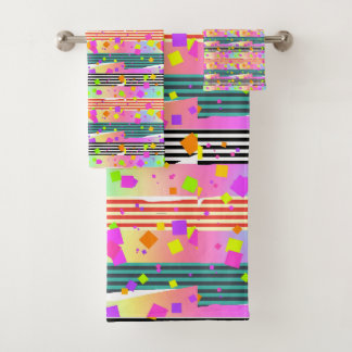 Squares + Stripes Collage Kids Gift Bath Towel Set