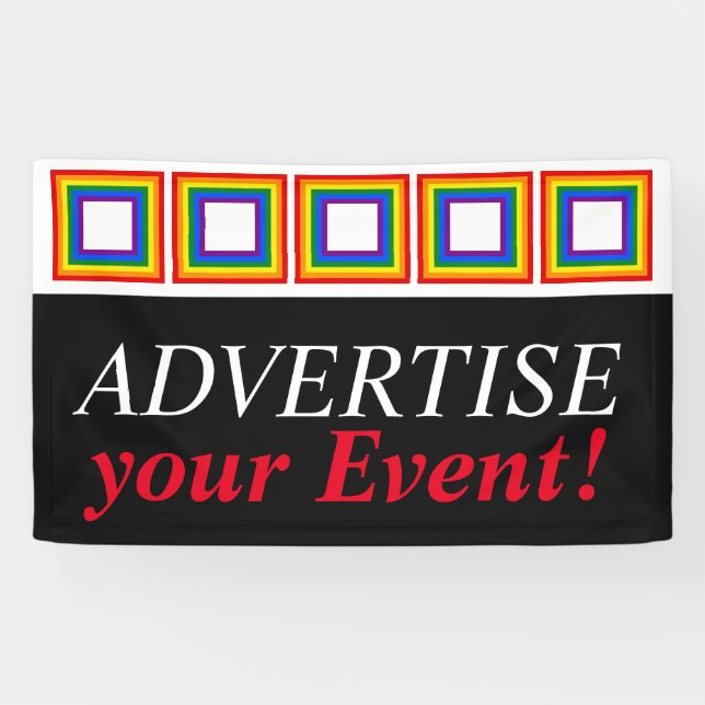 Squares Stripes Frame Rainbow Flag Colours Banner (Horizontal)