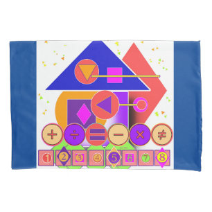 SQUARES TRIANGLES NUMBERS KIDS PILLOWCASE