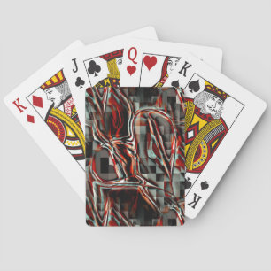 Squares under strange reddish spots forming heart playing cards