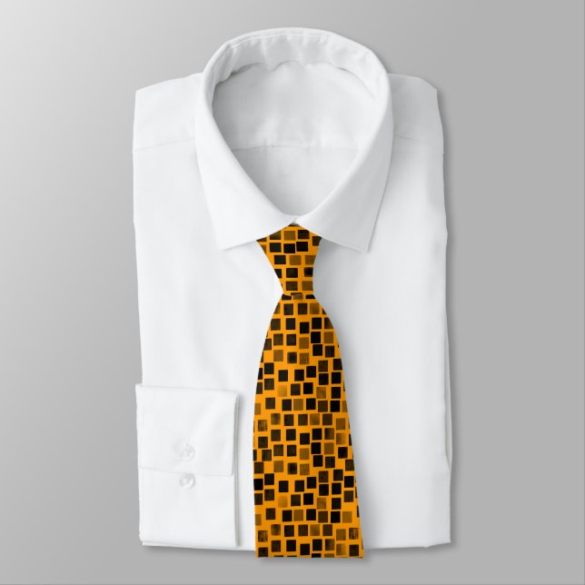 Squares v2- Black on Orange Tie (Tied)