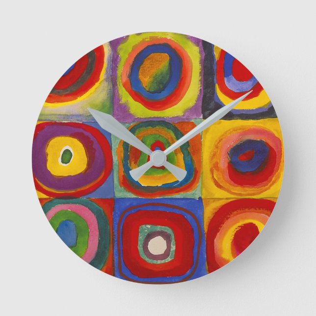 Squares w Concentric Circles | Kandinsky | Round Clock (Front)