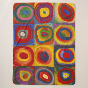 Squares w Concentric Circles Kandinsky Sherpa Blanket
