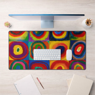 Squares with Circles, Abstract, Wassily Kandinsky Desk Mat