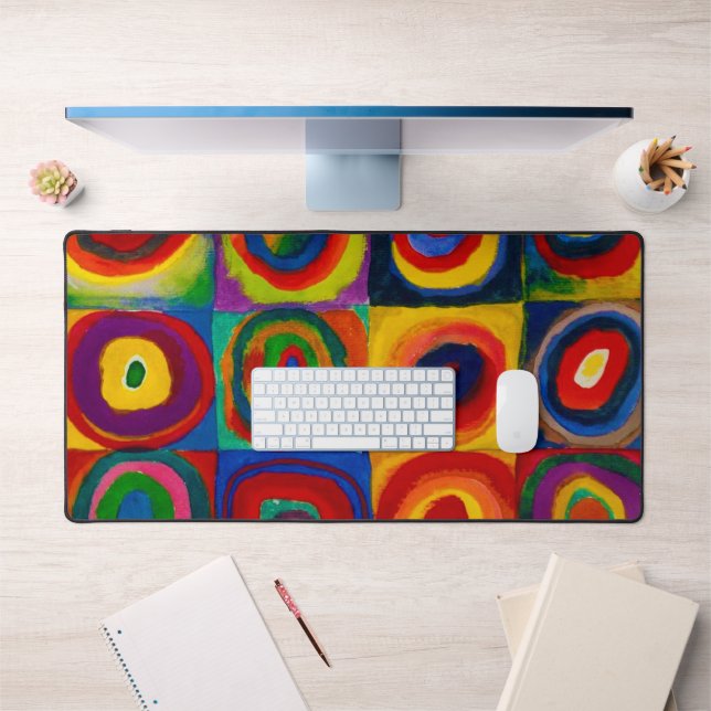 Squares with Circles, Abstract, Wassily Kandinsky Desk Mat (Office 1)