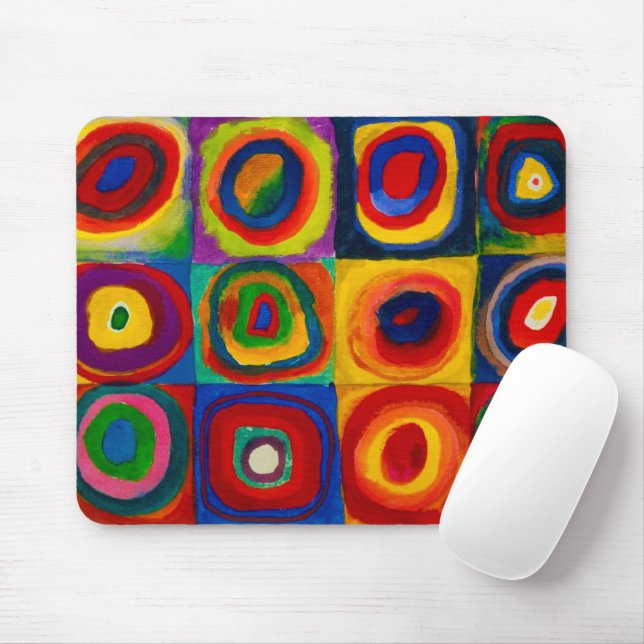 Squares with Circles, Abstract, Wassily Kandinsky Mouse Mat (With Mouse)