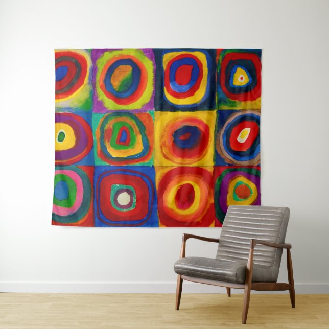 Squares with Circles, Abstract, Wassily Kandinsky Tapestry (In Situ (Horizontal))