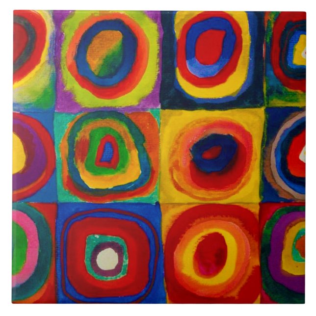 Squares with Circles, Abstract, Wassily Kandinsky Tile (Front)
