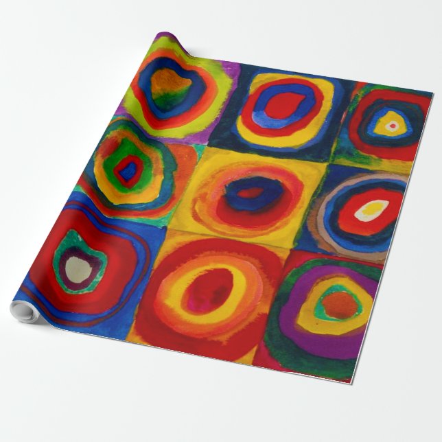 Squares with Circles, Abstract, Wassily Kandinsky Wrapping Paper (Unrolled)