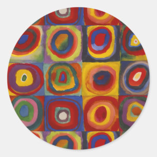 Squares With Concentric Circles Classic Round Sticker