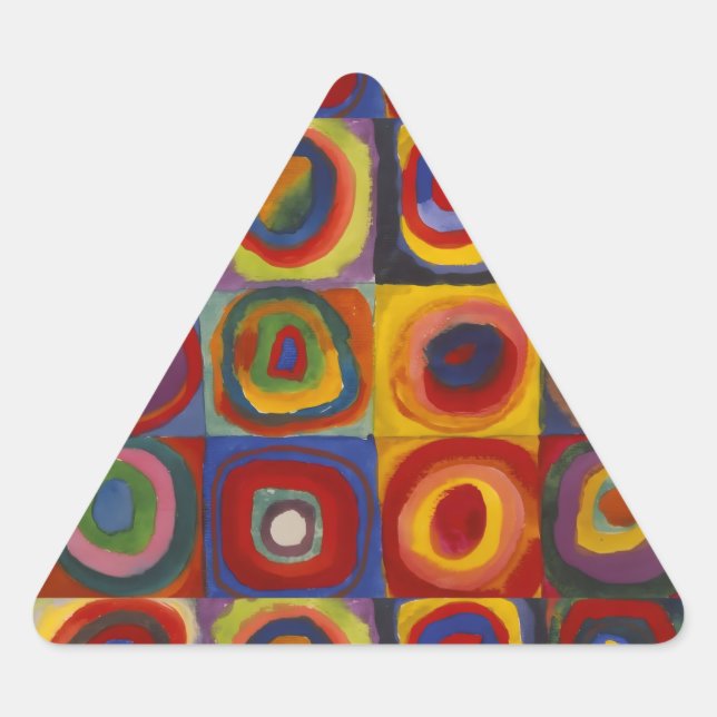 Squares With Concentric Circles Triangle Sticker (Front)