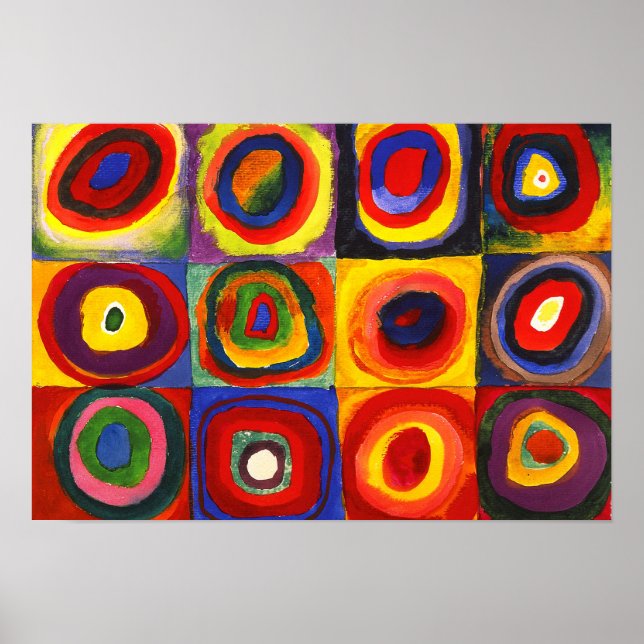 Squares with Concentric Circles Vintage Poster (Front)