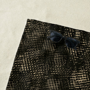Squares with crossed scratches or dark brown cubes beach towel