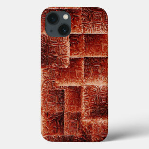 Squares with dark and light red wall texture iPhone 13 case