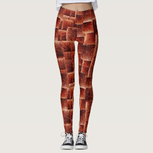 Squares with dark and light red wall texture leggings