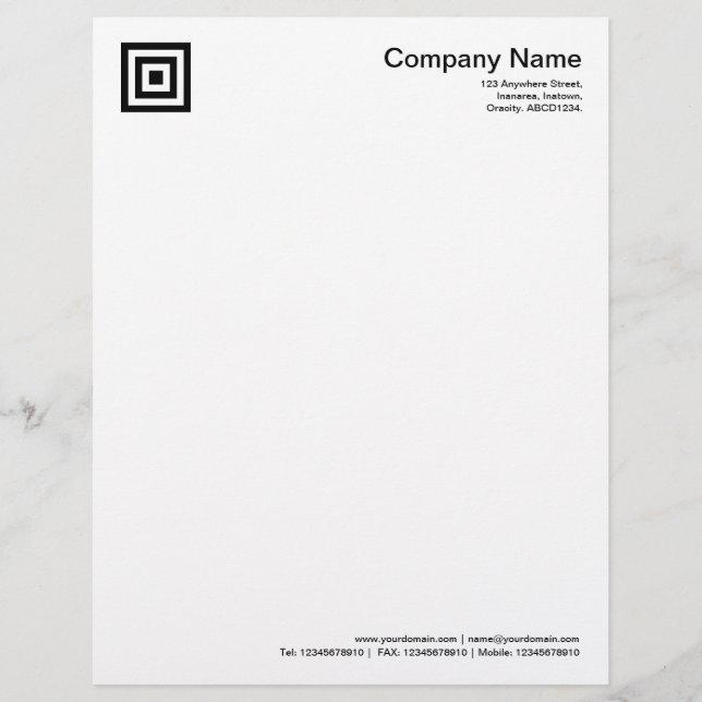 Squares within Squares - Black Customized Letterhead (Front)
