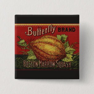 Squash Antique Vegetable Label Can 15 Cm Square Badge