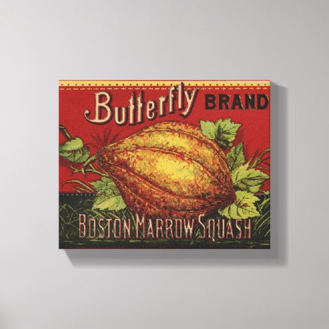Squash Antique Vegetable Label Can Canvas Print (Front)
