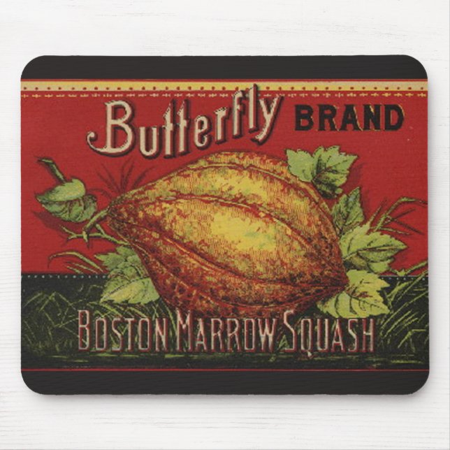 Squash Antique Vegetable Label Can Mouse Mat (Front)