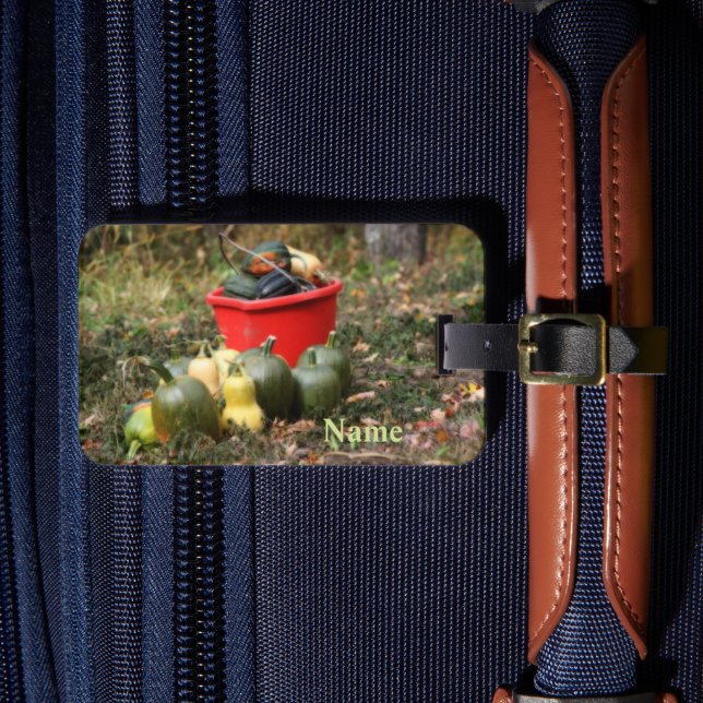 Squash Country Garden Harvest Personalised Luggage Tag (Front Insitu 4)