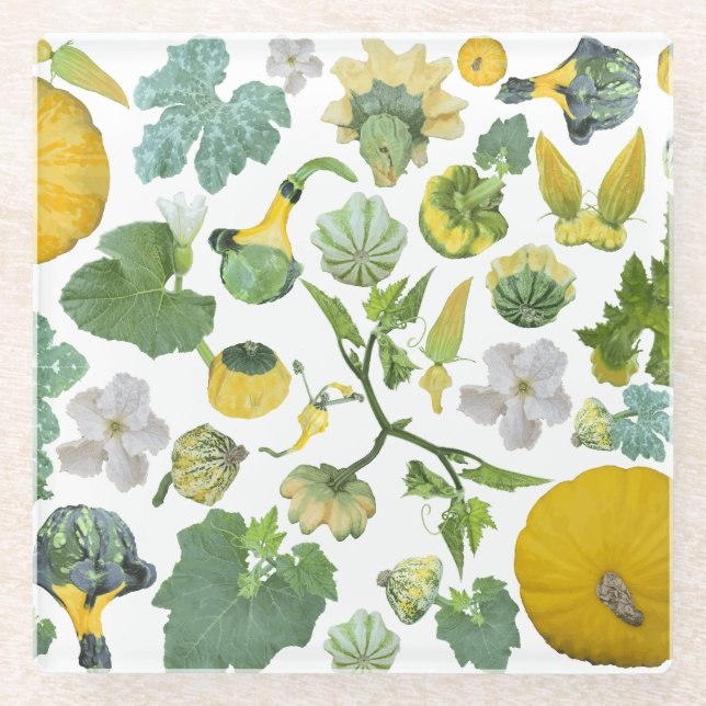 Squash Garden  Glass Coaster (Front)