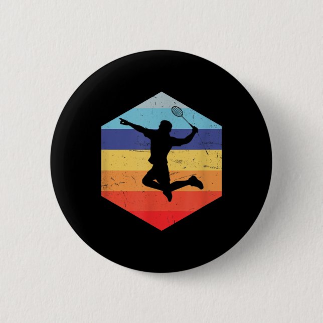 Squash Mens Badminton Player  6 Cm Round Badge (Front)