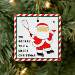 Squash Player Christmas Collectable Ceramic Ornament<br><div class="desc">Creative squash player Christmas ornament holiday gift. To personalise edit text to add name.</div>
