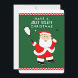 Squash Player Christmas Holiday Card<br><div class="desc">Funny squash themed Christmas cards featuring Santa squash player cartoon and humorous line.</div>