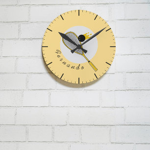 Squash Player Coach Racketball Custom Name  Round Clock