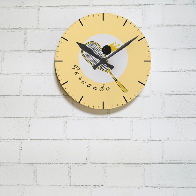 Squash Player Coach Racketball Custom Name  Round Clock (Creator Uploaded)