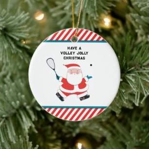 Squash Player Holiday Gift Ceramic Tree Decoration