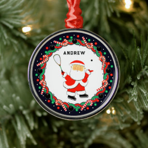 Squash Player Holiday Gift Metal Tree Decoration